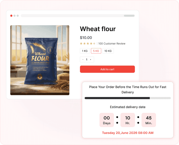 Show estimated delivery date & time right on product pages