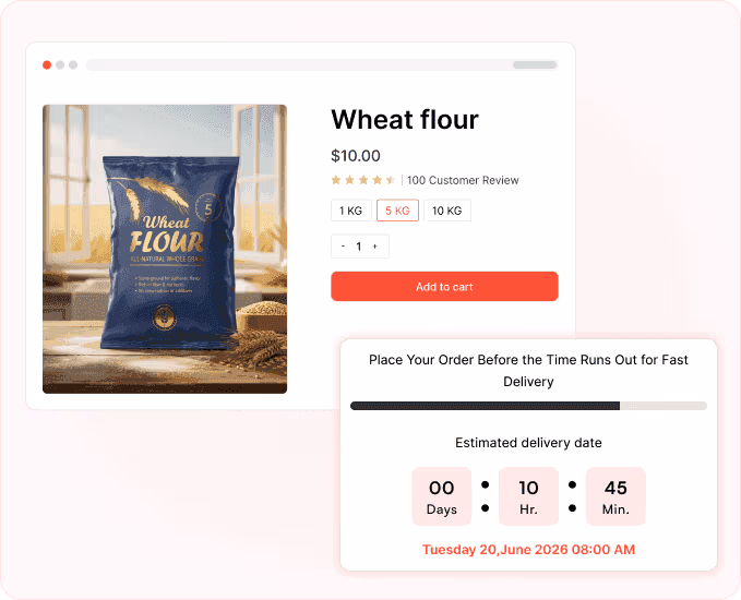 Show estimated delivery date & time right on product pages